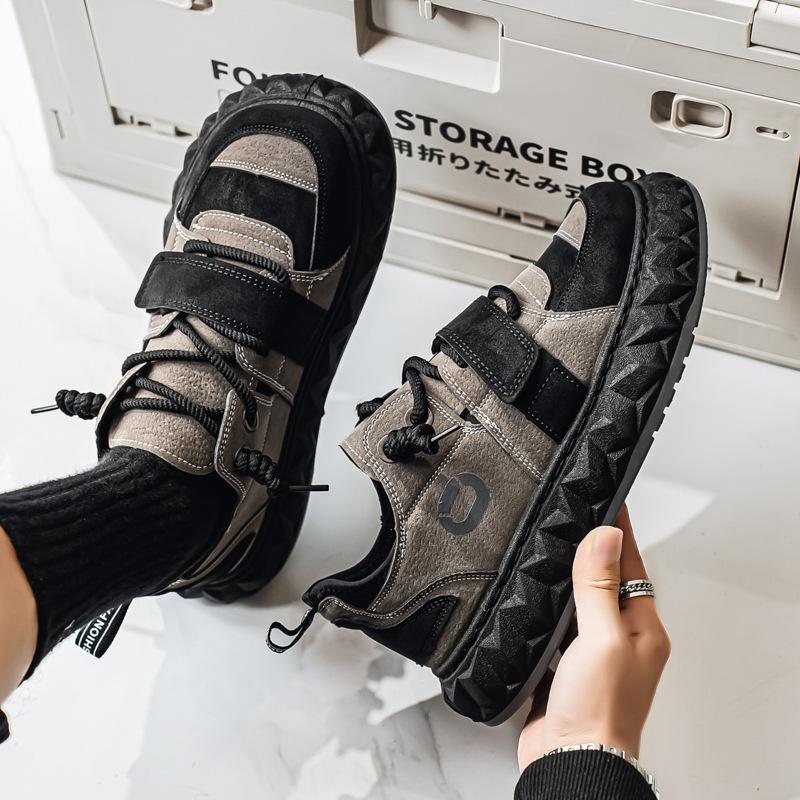 Men's Sports Shoes Fashion Designer Tire Sole Running Shoes Teenagers Thick-soled Low-top Casual Super Fiber Trendy Sneaker