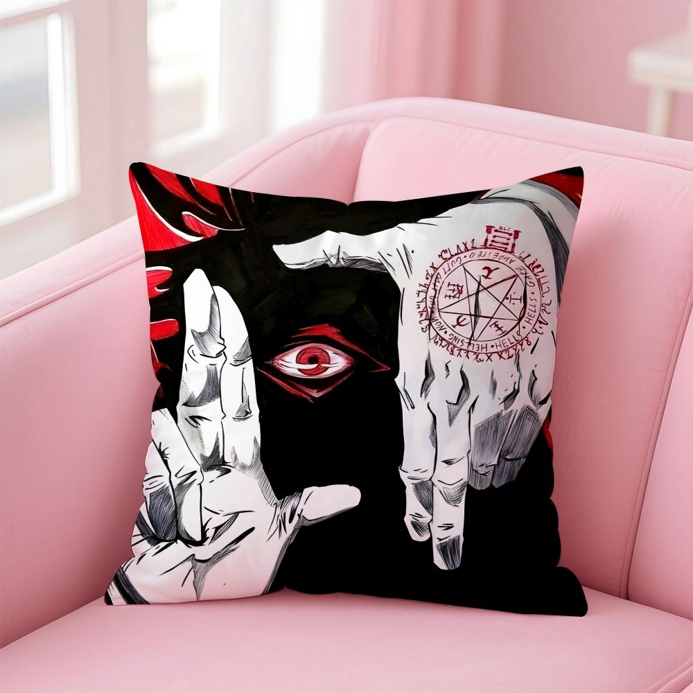 Dark Japanese Anime HHellsing Ultimate Cushion Cover Pillow Case Soft Skin Friendly Fabric Concealed Zipper