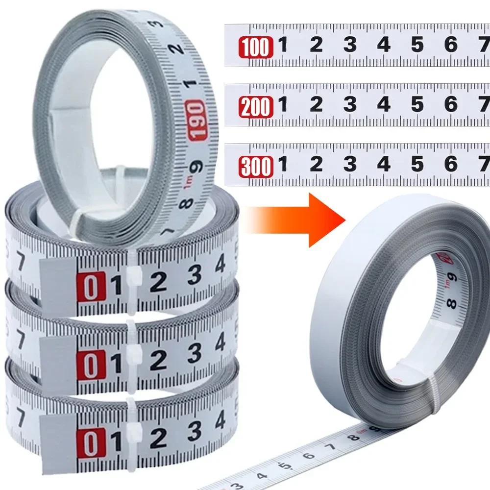 Carbon Steel Workbench Ruler Self-Adhesive Measuring Tape Adhesive Backed Tape Measure Metric Scale Rust-Proof Enduring Ruler 1m