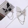 1Pair Wing Metal Butterfly Brooches Rhinestone Butterfly Tassel Badge Pin  Suit Accessory