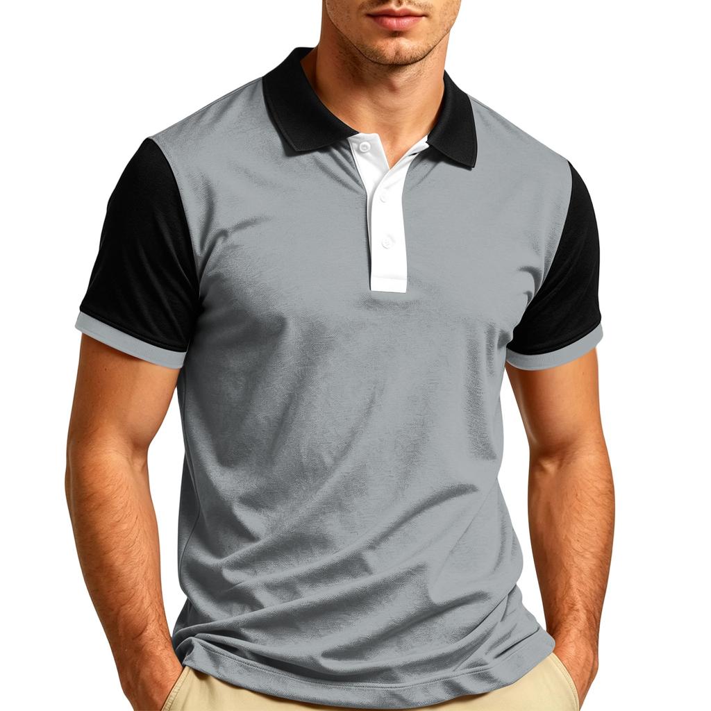 Maglietta Polo Casual da Uomo a Manica Corta con Collo T-shirt Tessuto Leggero Traspirante Morbido Top Estivo