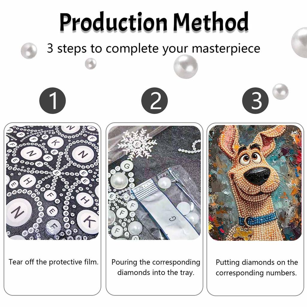 DIY Pearl Painting Canvas Cartoon Dog Portrait 3D Bead Art Kit Relaxing Handmade Craft Home Wall Decor Unique Personalized Gift