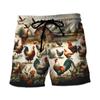 Fashion Funny Chicken Graphic Printed Men's Beach Shorts 3D Printing For Men's Casual Shorts Men's and Women's Sports Shorts