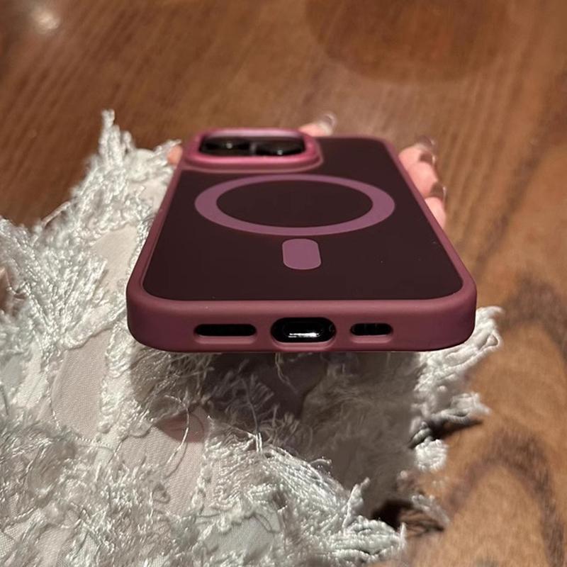 Titanium gray magsafe wireless charging phone case for iPhone 16 15 14 13 12 11 Pro Max Plus magnetic shockproof hard back cover