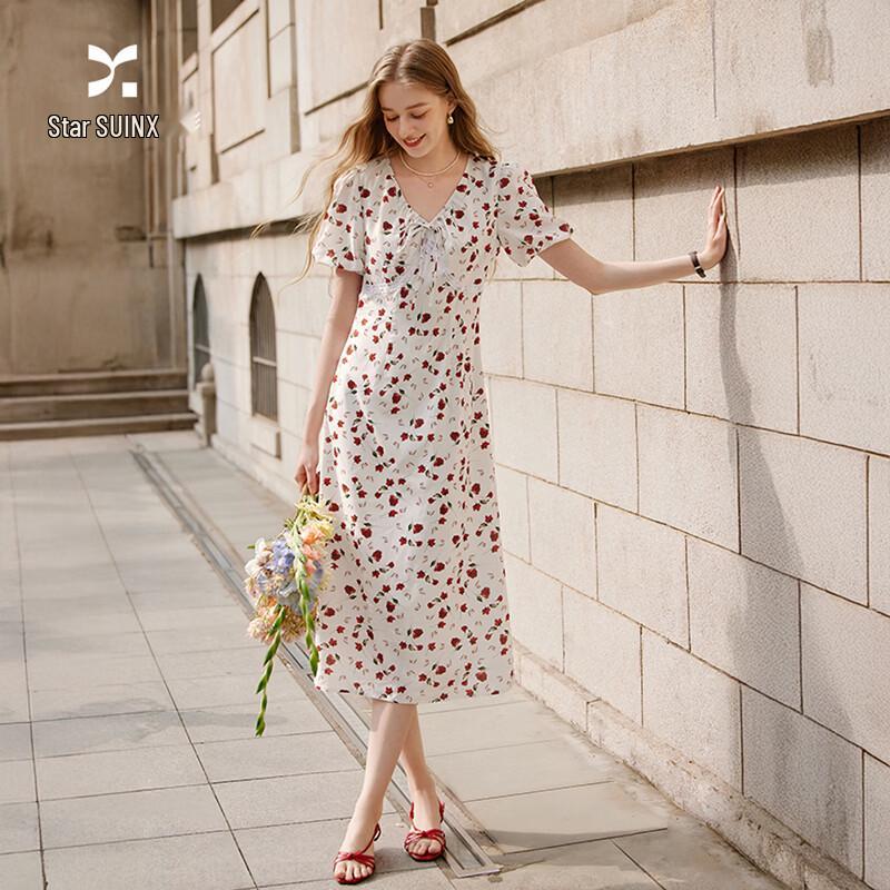 Xiangying Printed V-Neck Midi Dress XL