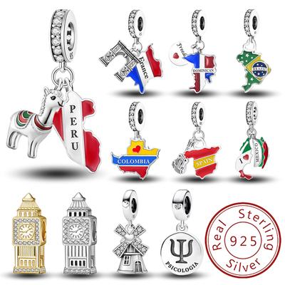 Cobre Alpaca Arcoíris Serie de Viajes Globales Abalorio Colgante DIY Pulsera Brazalete Fabricación Regalo de Alta Calidad Joyería Fina