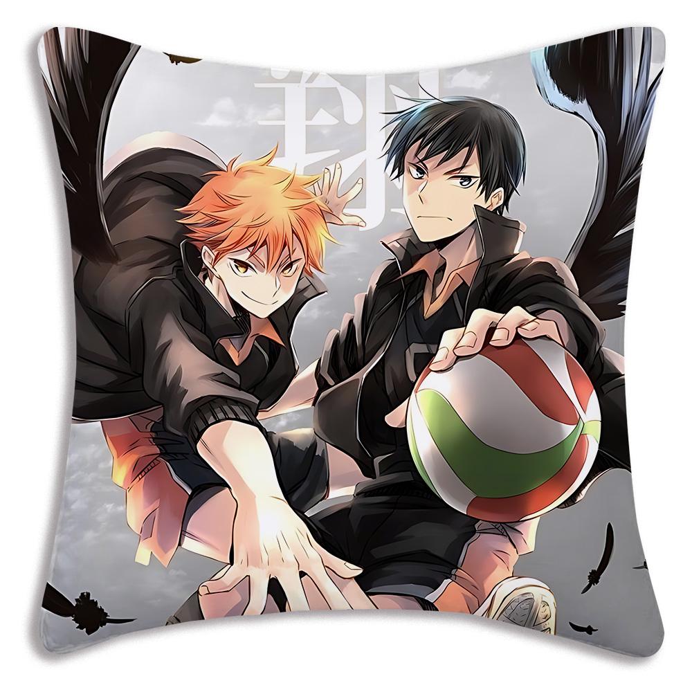 Comic Anime h-Haikyuus Kissenbezüge Cartoon Sofa Dekoratives Zuhause Zweiseitiger Druck Kurzer Plüsch Niedlicher Kissenbezug