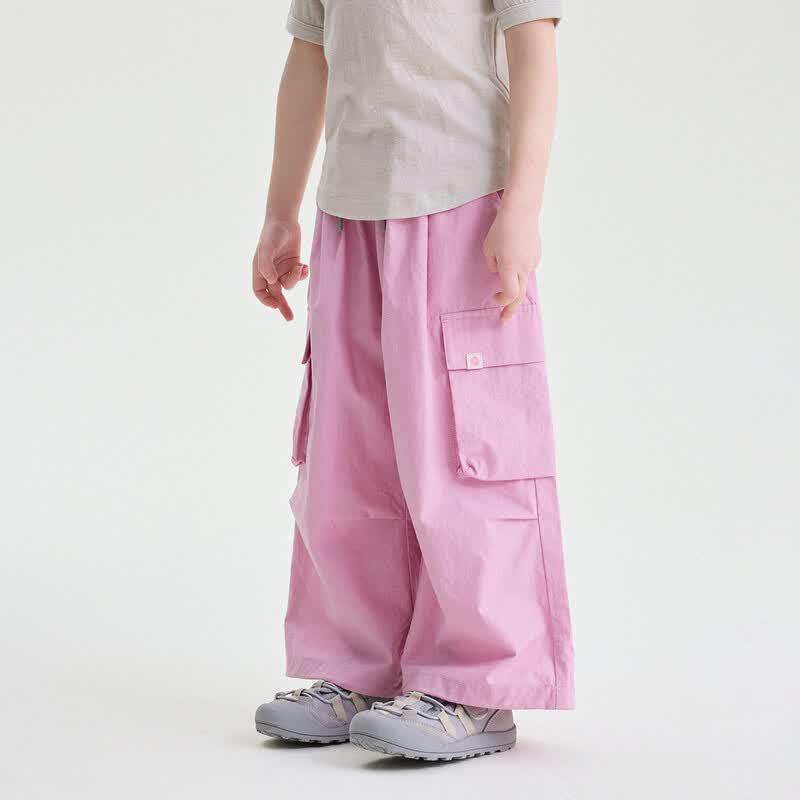 Girls' Summer Pure Cotton Thin Cargo Pants