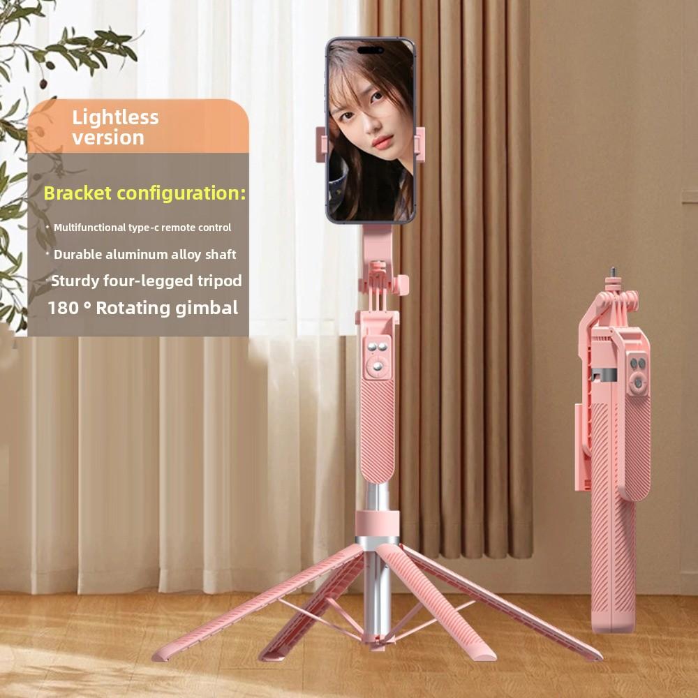 With LED Lamp Telescopic Selfie Stick Four Legged Selfie Stick Stand Live Broadcast