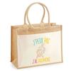 Beach Bag - PLANETEE - Jute with Saxophone Pocket I Can't - Cotton - 43x33 Cm - Eco-responsible Shoulder Strap
