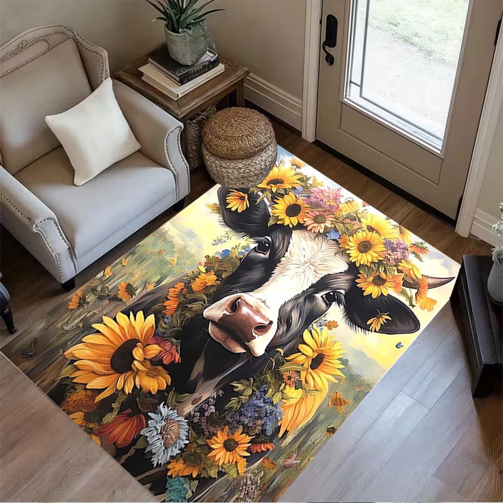1pc home carpet highland cow design for office decor bedroom gift