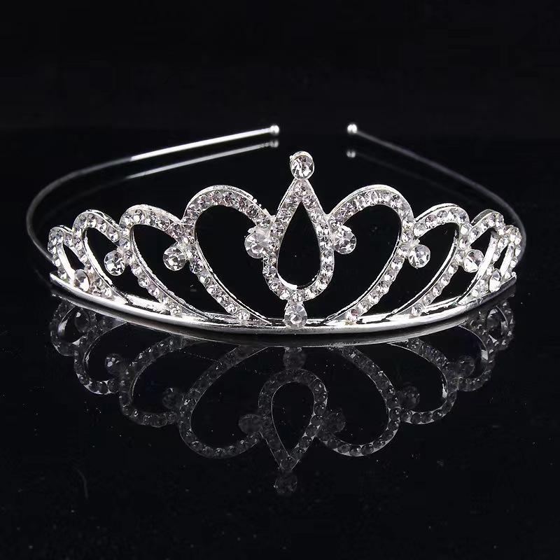 Children's Crown Headband Little Girl Alloy Crown Hair Accessories Children's Day Event Rhinestone Headwear