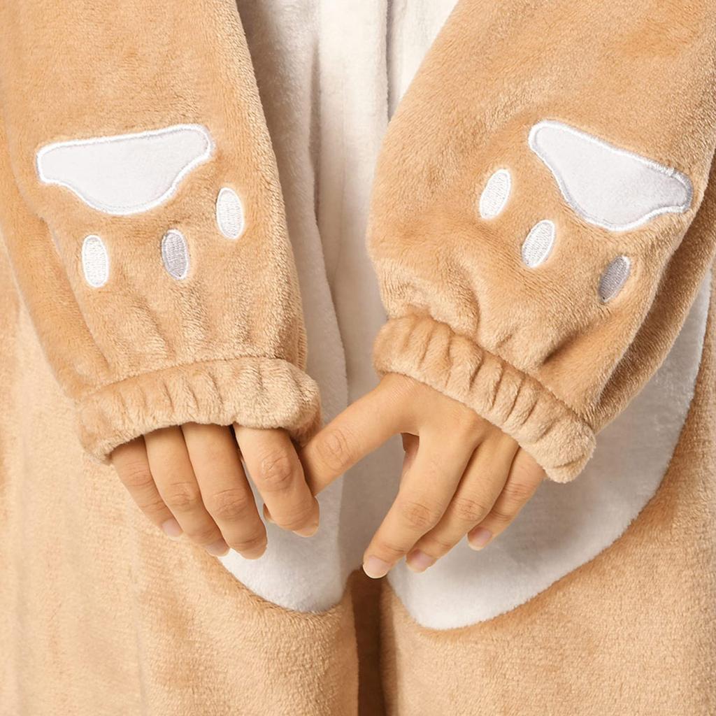 OLAOLA Shiba Inu Kigurumi Cute Dog Pajamas for Animal Fluffy and Perfect for Staying Warm and Unisex Flannel Costume Pajamas, Adults, Halloween,