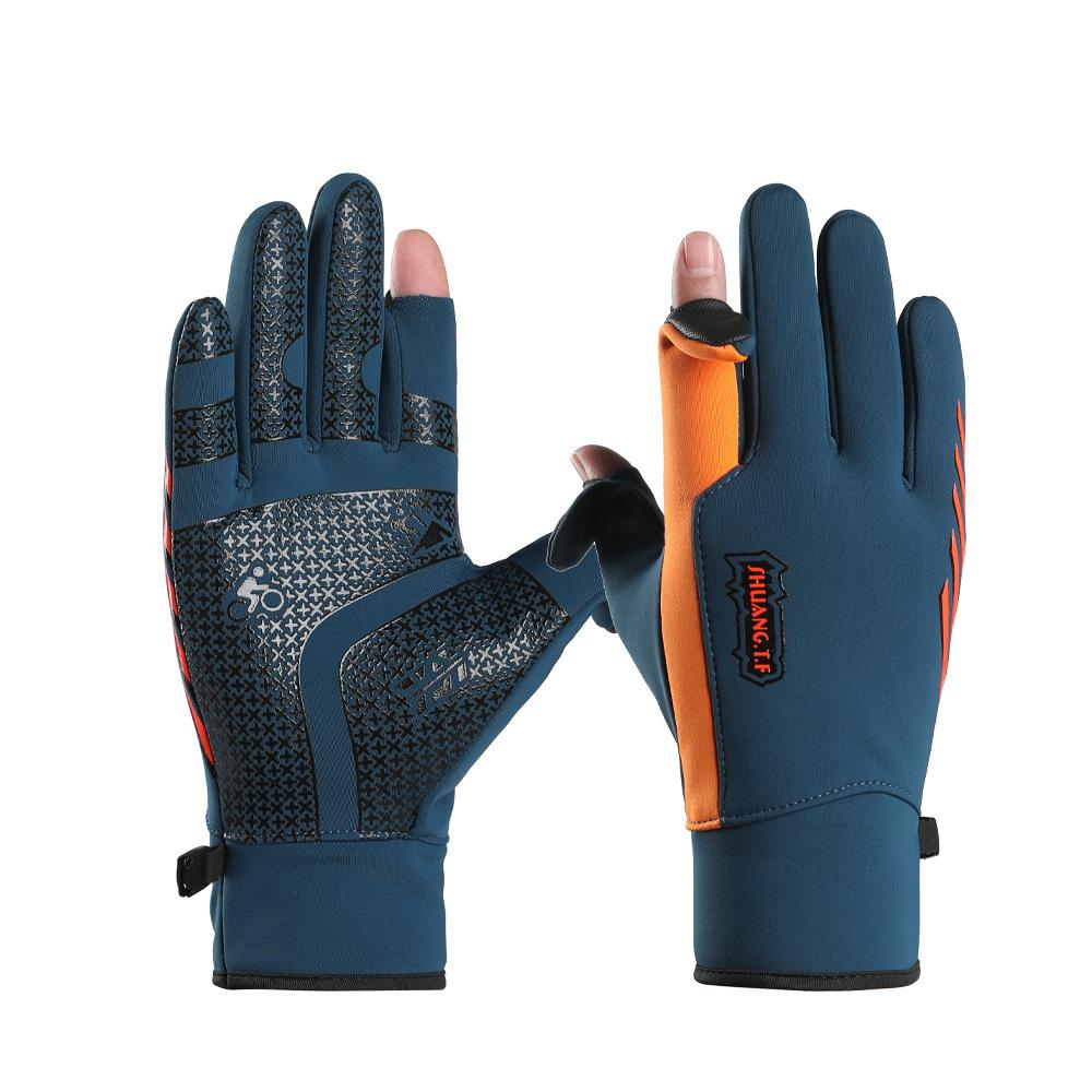 Outdoor Cycling Gloves for Men In Autumn and Winter Sports Waterproof Cold-proof Windproof Plus Velvet Thickened Touch Screen Warm Gloves
