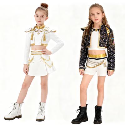 Çocuk Kpop İdolü Huntrix Rumi Cosplay Kostümü Siyah ve Altın Üniforma Seti Kızlar İçin Cadılar Bayramı Avcıları Rol Yapma Karnaval Kıyafetleri