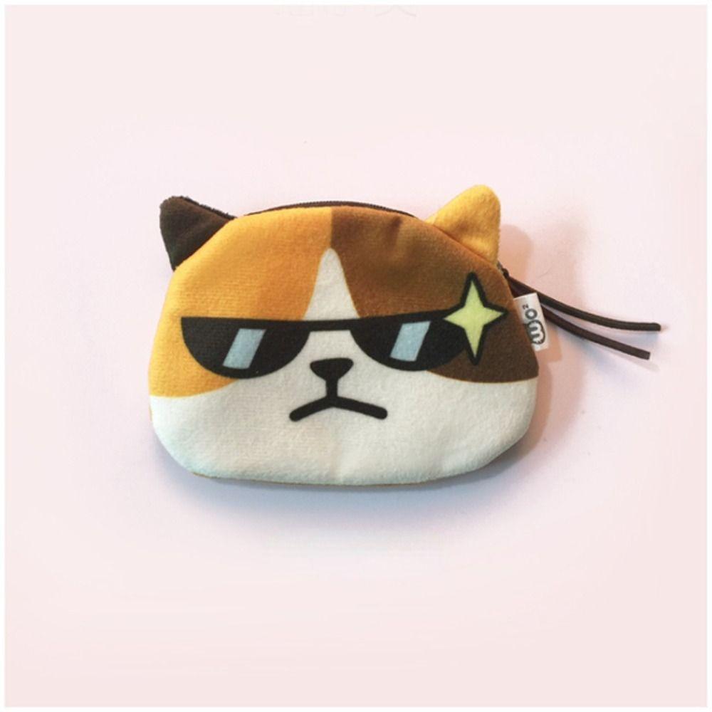 

Cat Expression Cat Earphone Bags Cartoon Design Change Storage Bag Casual Small Item Bag Girls G