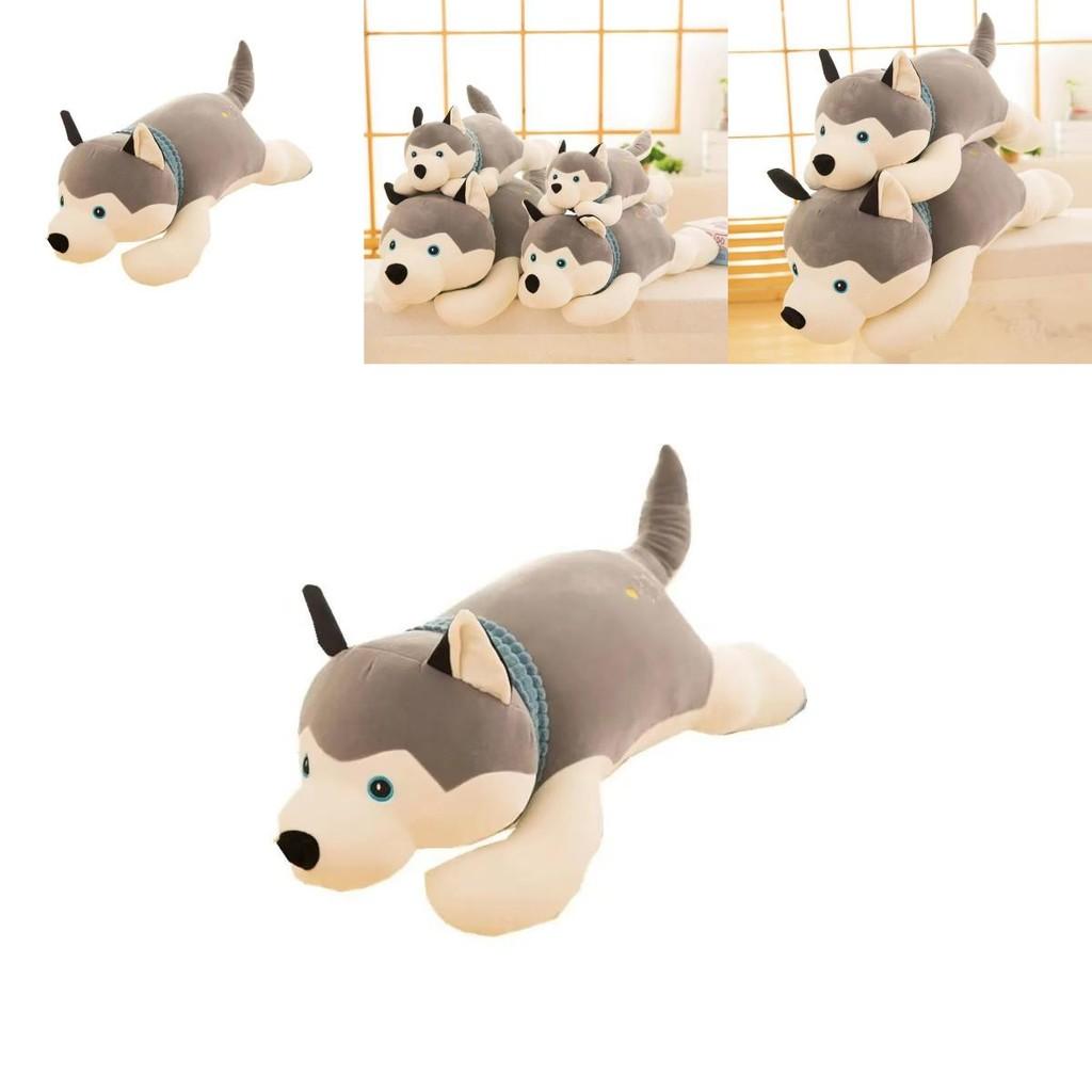 Cute Gray Lying Posture Husky Plush Doll Toy For Birthday Presents