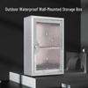 Large Waterproof Wall-Mounted Stainless Steel Storage Box with Transparent Lockable Door, 2-Layer Outdoor Toolbox