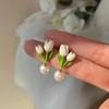 Summer Green Flower Fashionable and Elegant Earrings Temperament Versatile Sweet Stud Earrings Atmospheric Fresh Earrings