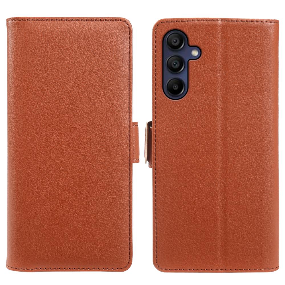 

For Samsung Galaxy A15 4G / A15 5G Wallet Case with Dual Magnetic Clasp Litchi Textured Leather Flip Stand Phone Cover