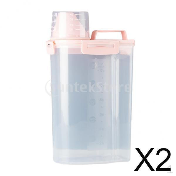 

2x Large Storage Bird Rice Box Waterproof Container Measuring Cup