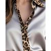 Spring and Autumn New Long Sleeve Leopard Satin Lapel Casual Daily Commuting Shirt for Women