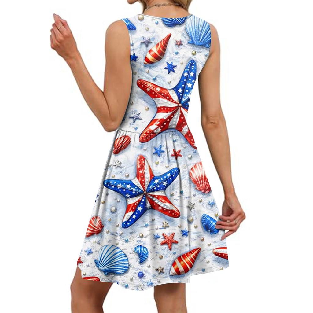 Women's Casual Fashion Dress Round Neck Sleeveless Fitted Dress