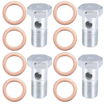 ACROPIX Motorrad Hohlschrauben mit Unterlegscheiben Set Brems-Hohlschrauben Metrische Schrauben Universal M14x1.5 35mm Lang Silberfarben 12 Stück
