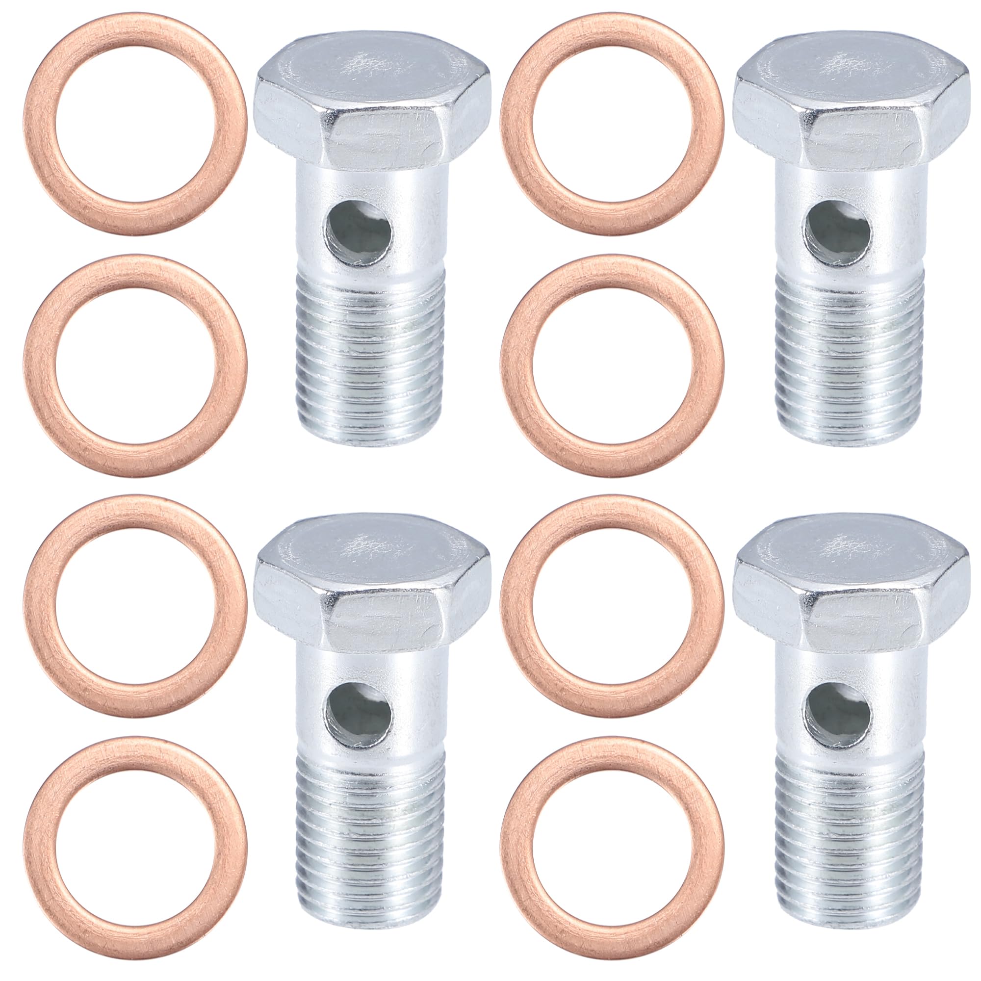 

ACROPIX Motorcycle Hollow Bolt Screws with Washer Set Brake Hollow Screws Metric Screws Universal M14x1.5 35mm Long Silver Tone 12pcs фиолетовый