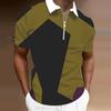 Men's  Shirt Polo Casual Zip Short Sleeve Fashion Casual Zipper Summer Spring Regular Fit 3D  Print Shirt