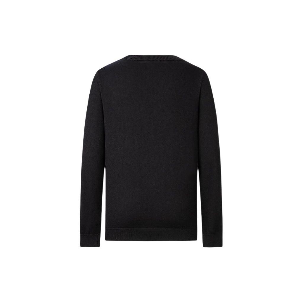 Karl Lagerfeld Minimalist Comfortable Solid Color Single-Breasted V-Neck Loose Long Sleeve Knit Sweater Men tops Black E37M2003