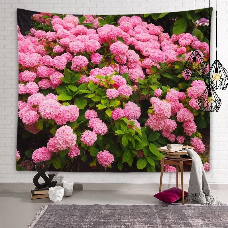 Пейзаж Поле Цветов на Закате Настенный Декор Гобелен для Гостиной Дома 90x75cm