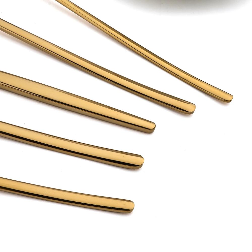 30Pcs Golden Cutlery Set Stainless Steel Knife Fork Spoon Tableware Western Flatware Set Festival Kitchen Dinnerware Gift