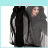 Encantador Vestido de Bruxa Maligna Gótica Feminino Com Capa com Capuz de Comprimento Total