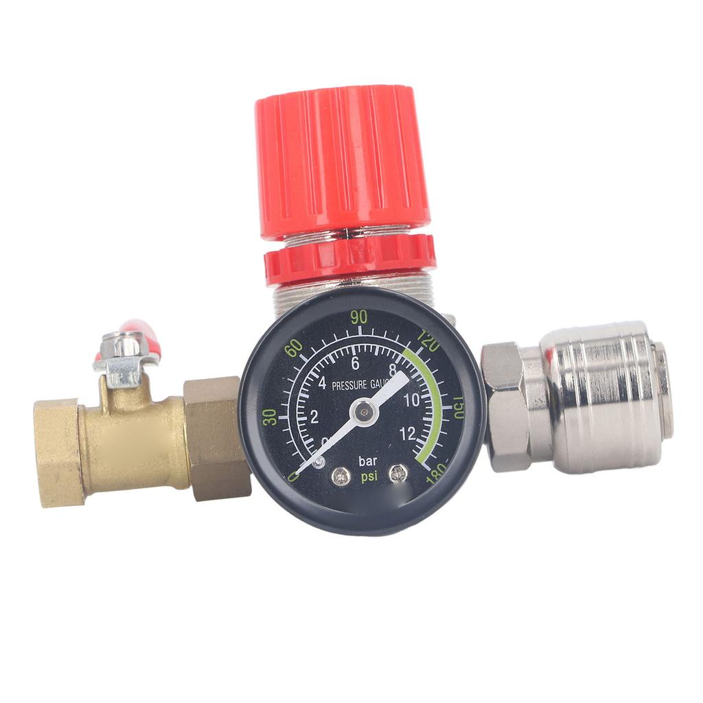 Regulator Kit with Gauge 4 Way Valve 0‑180 PSI European for Pneumatic Tools