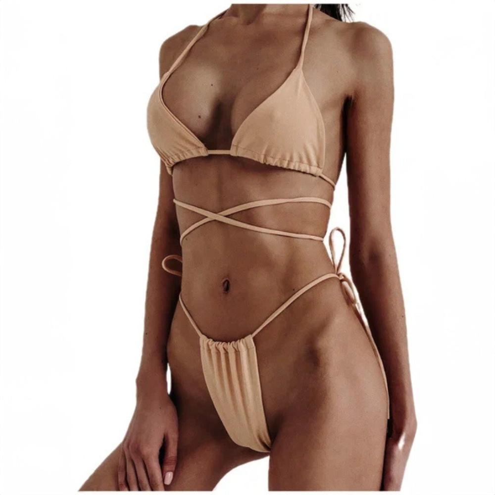 Two-piece Swimsuit for Sunbathing On the Beach, Tied Bikini Suit, Size L Two-piece Swimsuit for Sunbathing On the Beach, Tied Bikini Suit, Size L