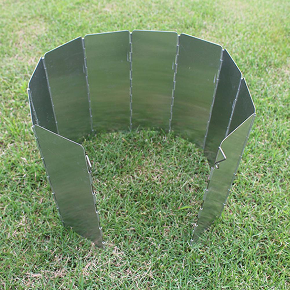 10 Stück Outdoor Campingkocher Windschutz Aluminiumlegierung Brenner Windschutz Kocherschirm Silber