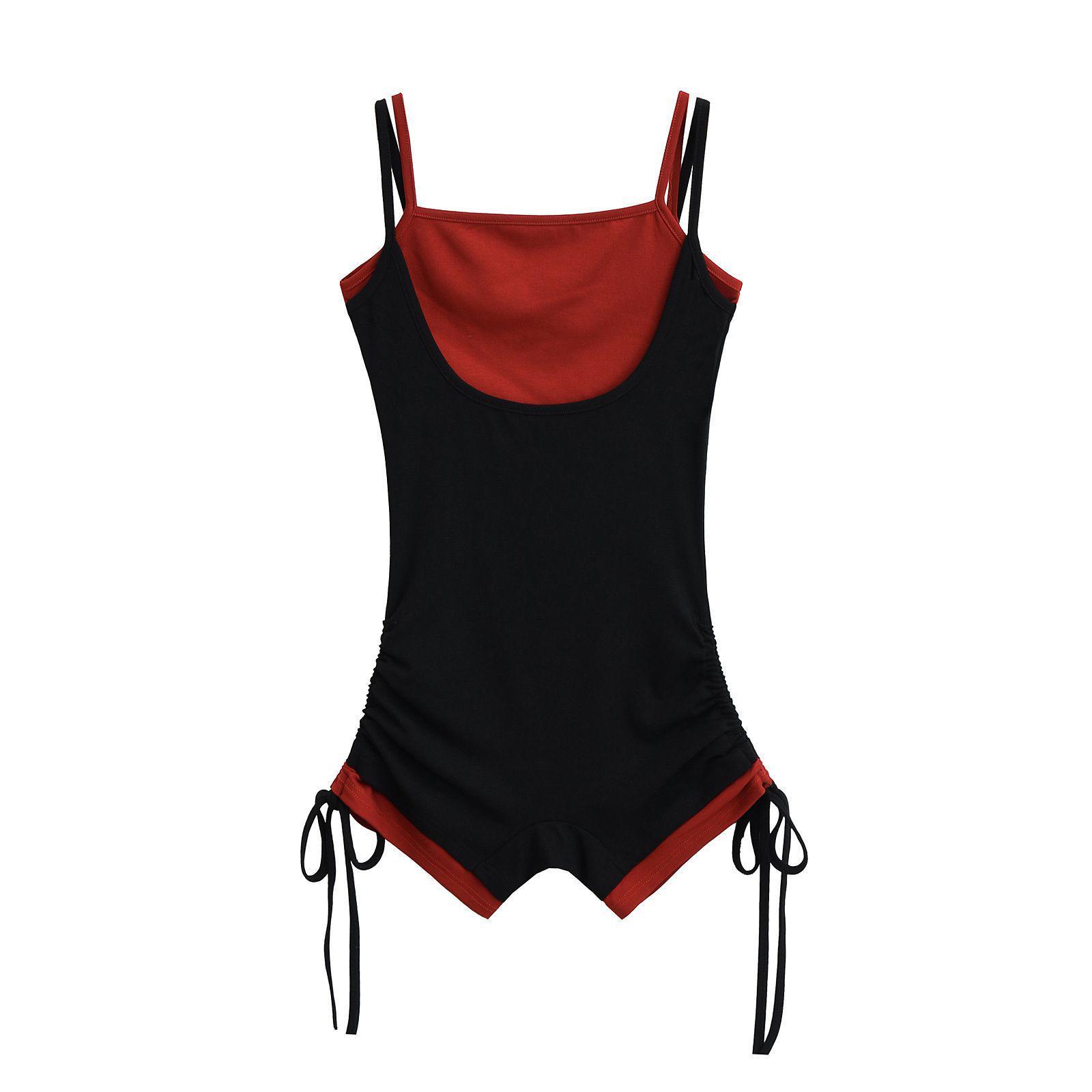 

European and American High Street Sexy Two-Piece Camisole Jumpsuit - Women s Yoga Sports Casual Shorts M 42-47 kg чёрный/красный
