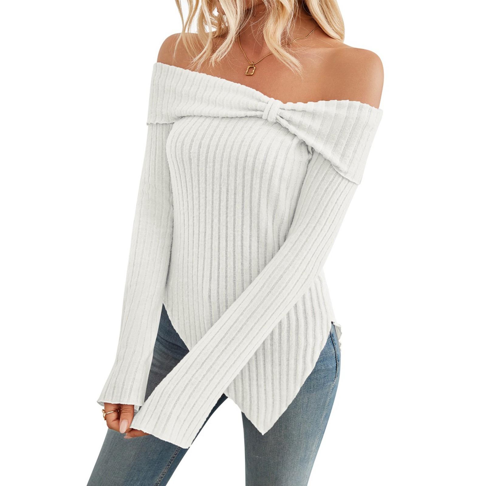 

Жіноча модна приталена футболка з розрізом на одне плече з довгим рукавом і однотонним кроєм M білий