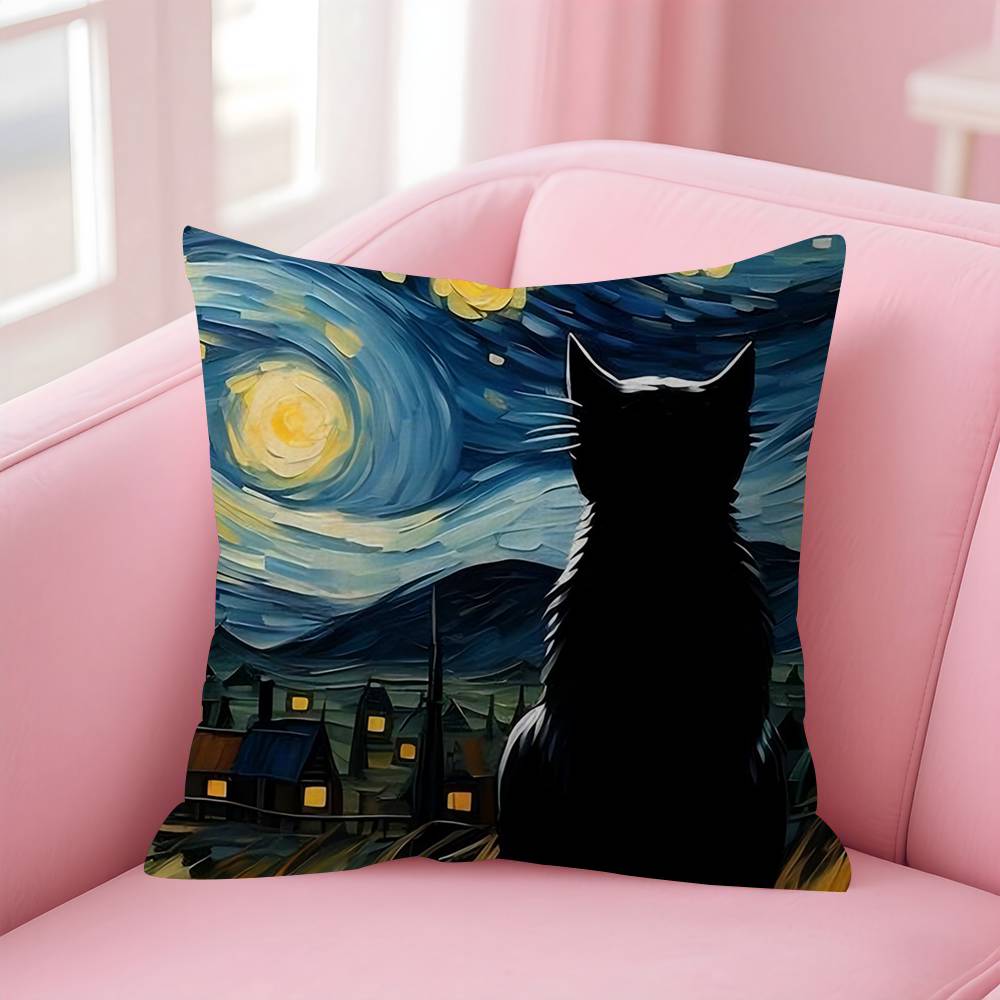 Van ART GGogh Lustige Katze Personalisierte Kissenstaubabdeckung Schlafzimmer Kinder Party Dekoration Kissenbezug Geburtstag Kinder Geschenk