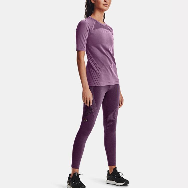 Under Armour Solid Color Training Short Sleeve T-Shirt Women Tops Polar-Star-Purple 1360850-501