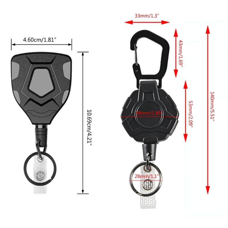 Heavy Duty Retractable Keychain Easy-to-pull Buckle Rope Elastic Keychain Anti Lost Keyring with Steel Retractable Cord