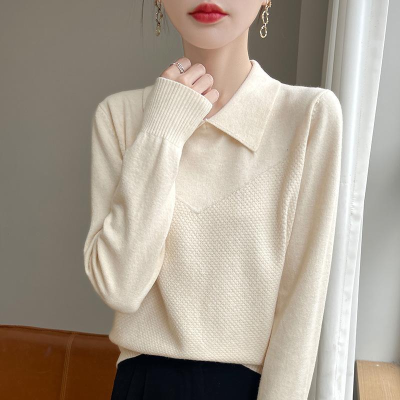 Women s Plus Size Knit Pullover with Square Neckline and Polo Collar 2XL