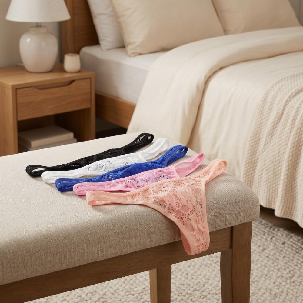 Thin Mesh Men Lace Hollow Thongs Underpants Male Briefs Comfortable Men's Sheer Lace Panties  Male