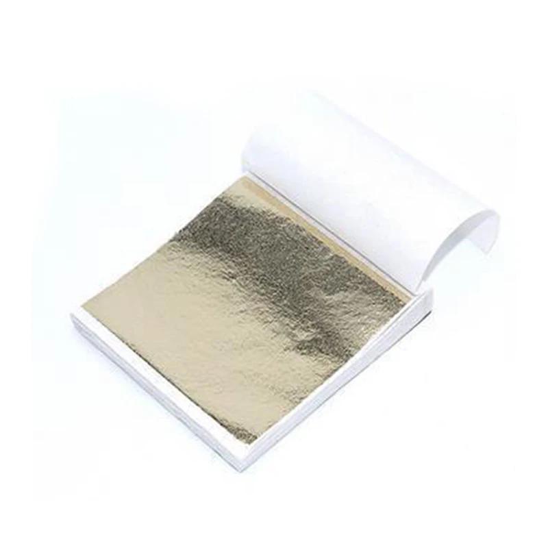 100 Pieces Gold Leaf Sheets Imitation Gold Leaf Paper Multi-Color Silver Leaf Paper for DIY Arts Decoration Party Decor