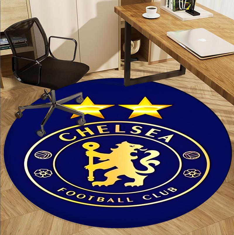 Chelsea F.C Pattern Round Rug, Indoor/Outdoor Mat, for Picnic, Gameroom, Bedroom, Office, Living Room, Home Decor Carpet, Birthday Gift