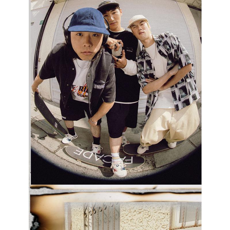 Li Ning Skateboard Series Letter Round Neck Comfortable Versatile Breathable Short Sleeve T-Shirt Unisex Tops Black AHSU933-1