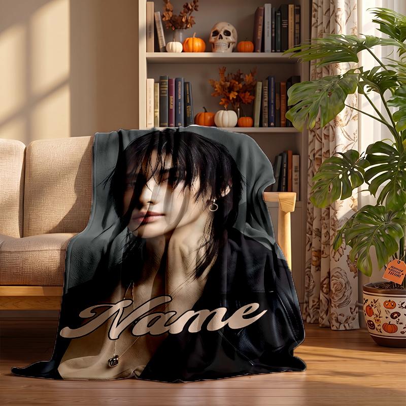 Hyunjin Custom Flannel Blankets Soft Warm Cozy Throws for Home Decor Holiday Gifts