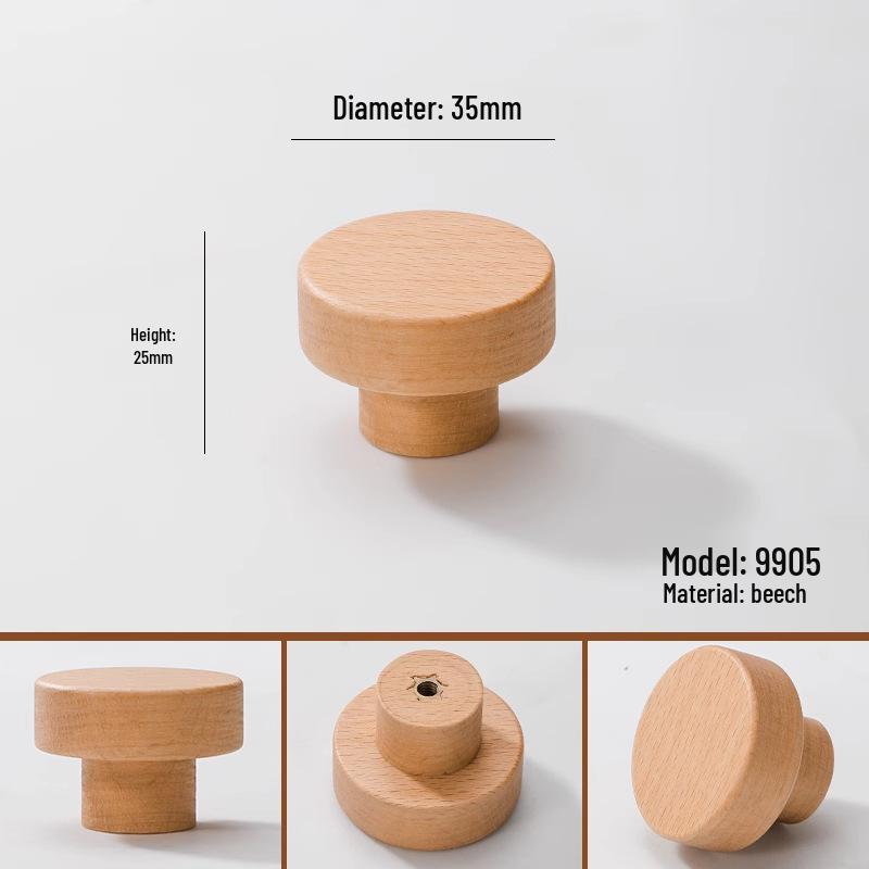 Black Walnut Wood Wardrobe Drawer Pulls - Solid Wood Handles for Children's Cabinet, Japanese Simple Light Luxury Design