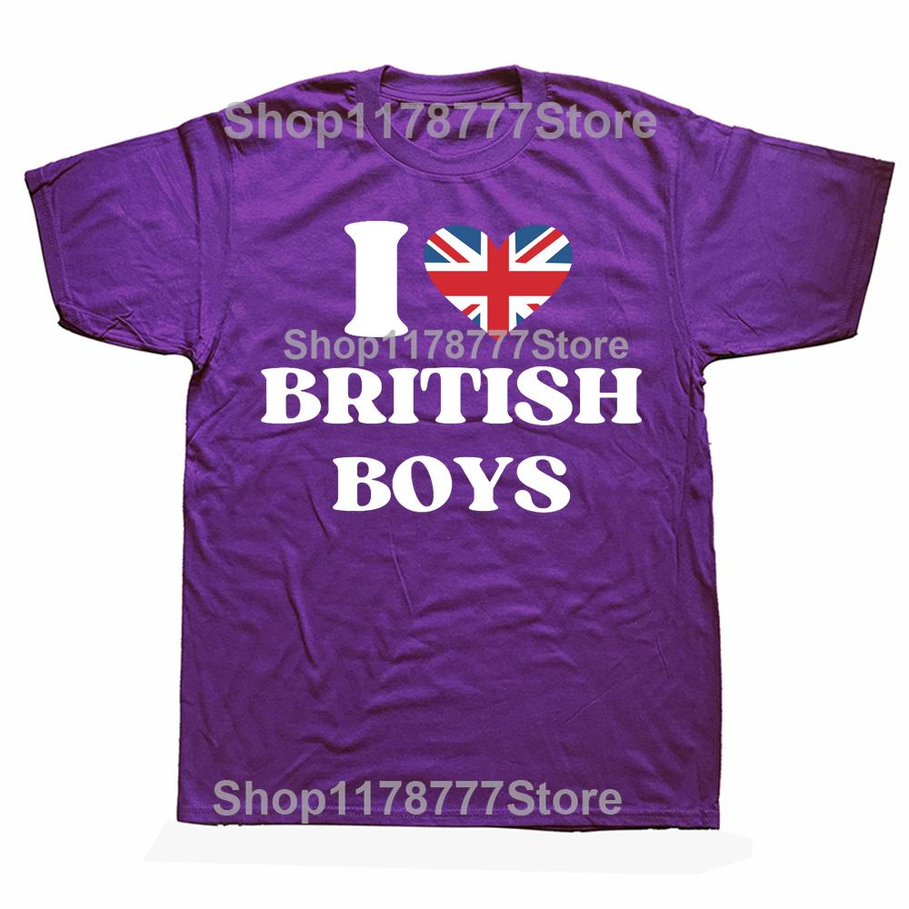 Funny I Love British Boys T Shirts Graphic Cotton I Red Heart British Boys Britain United Kingdom Gifts Summer Tshirt Men